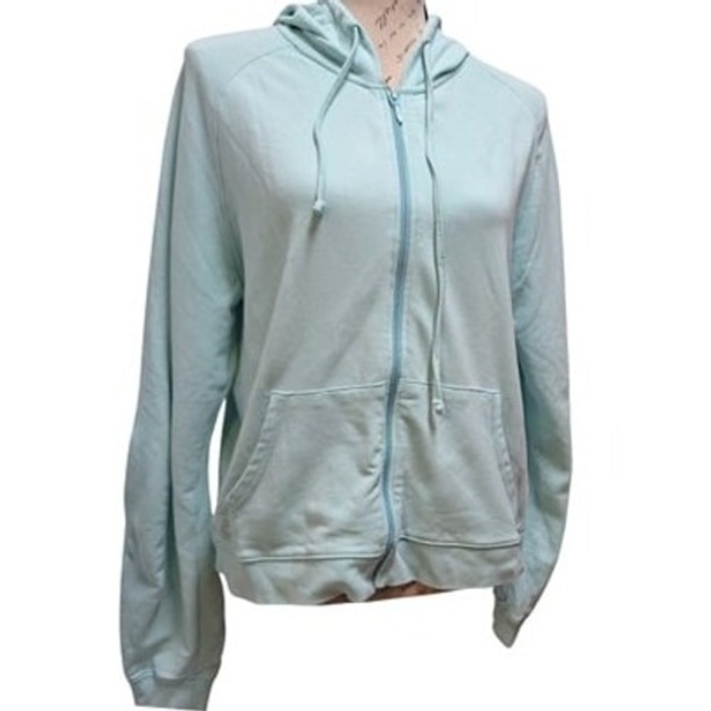 Cheetah Womens‎ Light Blue Zip Up Hoodie Jacket Large Sporty Activewear Casual